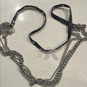 Stylish Black and Silver Chain Necklace